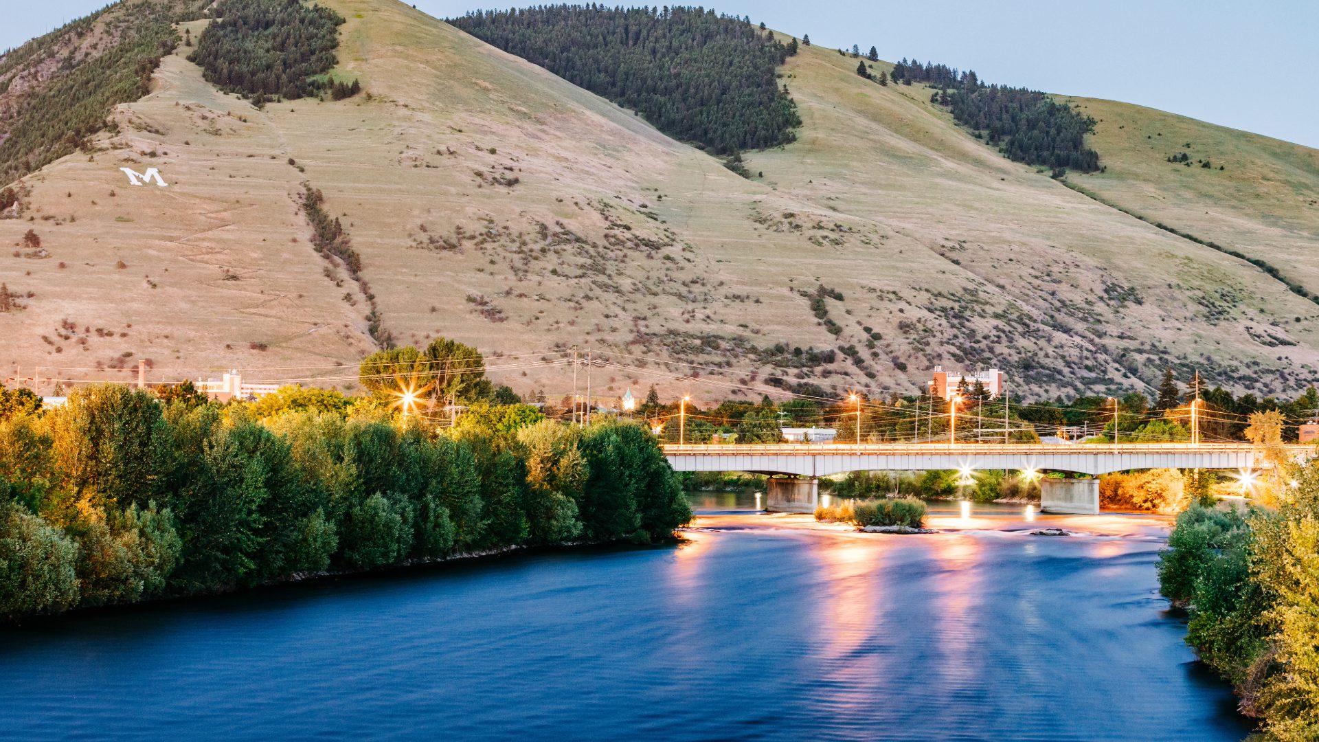 Missoula at night, along the river, exploring multigenerational homebuying
